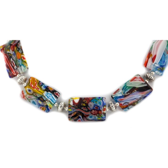Certified Authentic Navajo .925 Sterling Silver Multicolor Glass Natural Hematite Set 17057