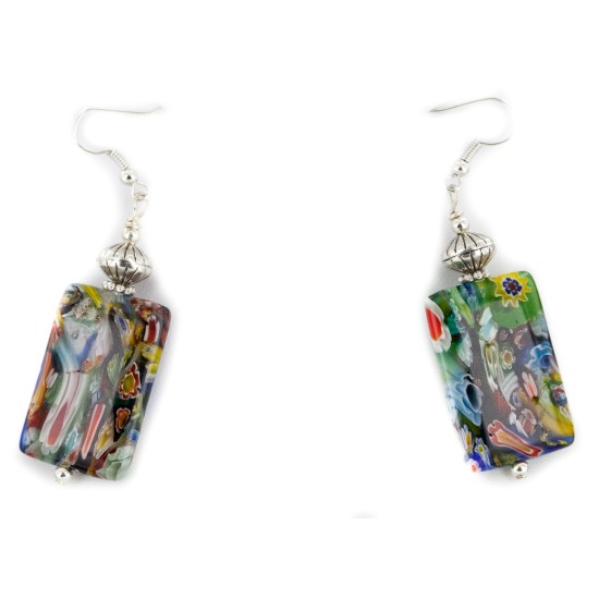 Certified Authentic Navajo .925 Sterling Silver Multicolor Glass Natural Hematite Set 17057