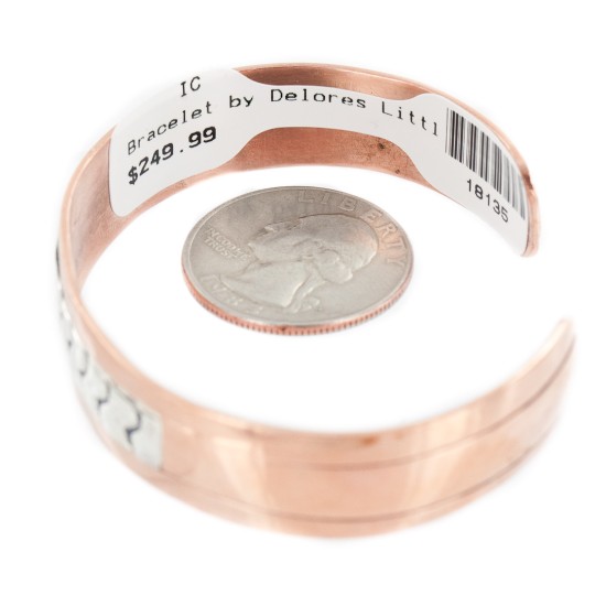 Navajo .925 Sterling Silver Handmade Certified Authentic Pure Copper Native American Bracelet 18135