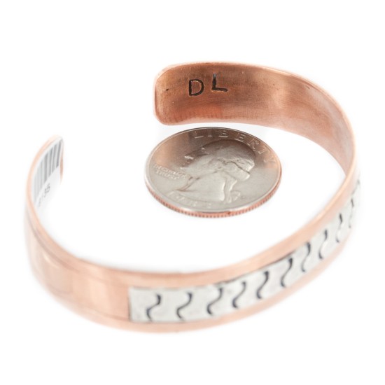 Navajo .925 Sterling Silver Handmade Certified Authentic Pure Copper Native American Bracelet 18135