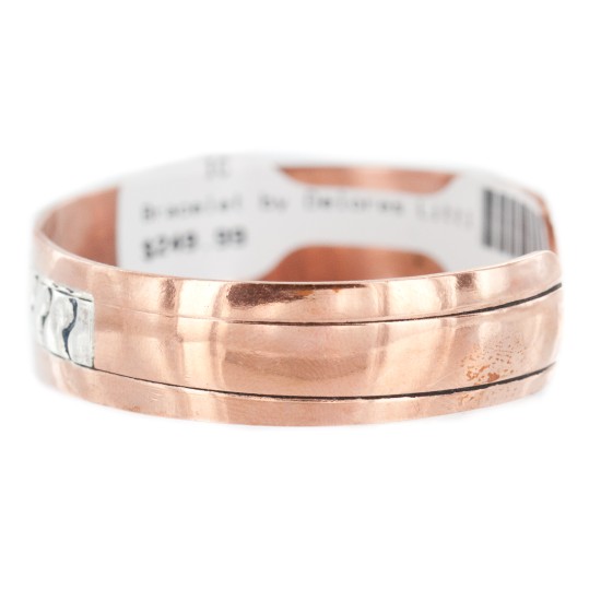 Navajo .925 Sterling Silver Handmade Certified Authentic Pure Copper Native American Bracelet 18135