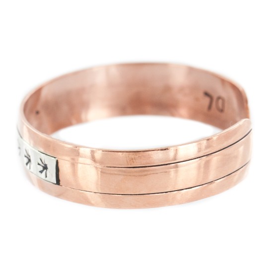 .925 Sterling Silver Handmade Certified Authentic Navajo Pure Copper Native American Bracelet 18134-101