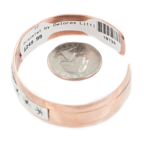 .925 Sterling Silver Handmade Certified Authentic Navajo Pure Copper Native American Bracelet 18134-101