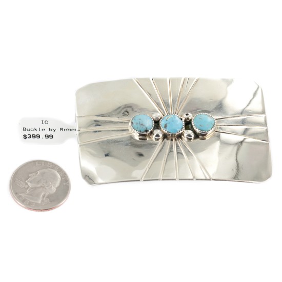 Handmade Certified Authentic Navajo Nickel Natural Turquoise Native American Buckle 1210