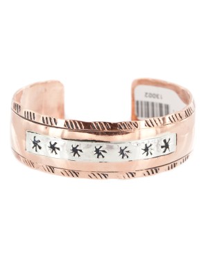 .925 Sterling Silver Handmade Certified Authentic Navajo Pure Copper Native American Bracelet 13002