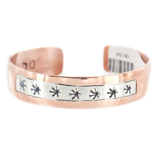 .925 Sterling Silver Handmade Certified Authentic Navajo Pure Copper Native American Bracelet 18134-101