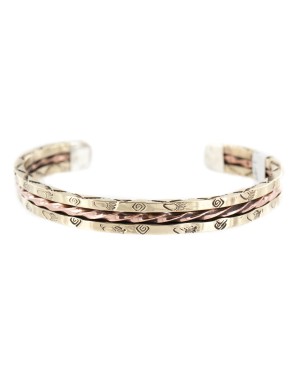 Bearpaw Navajo .925 Sterling Silver Handmade Certified Authentic Pure Copper Brass Native American Bracelet 13009