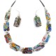 Certified Authentic Navajo .925 Sterling Silver Multicolor Glass Natural Hematite Set 17057
