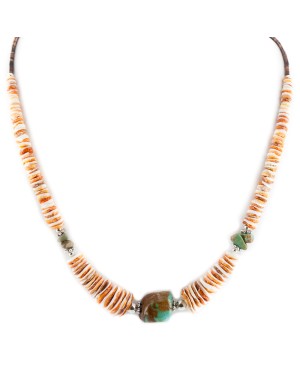 Certified Authentic Navajo .925 Sterling Silver Natural Turquoise Graduated Spiny Oyster Native American Necklace 17059 Certified Authentic Navajo .925 Sterling Silver Natural Turquoise Graduated Spiny Oyster Native American Necklace 17059