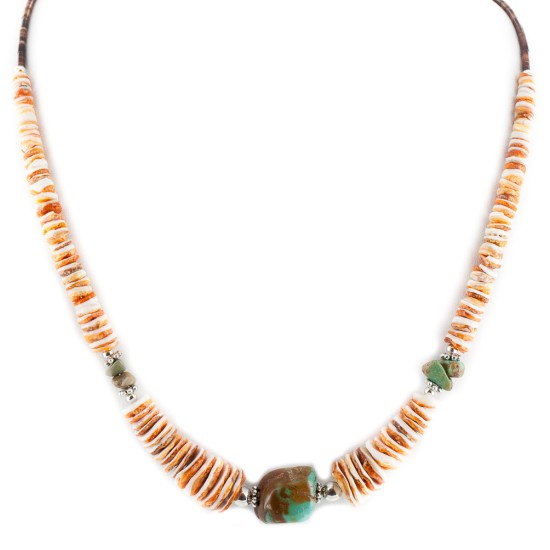 Certified Authentic Navajo .925 Sterling Silver Natural Turquoise Graduated Spiny Oyster Native American Necklace 17059 Certified Authentic Navajo .925 Sterling Silver Natural Turquoise Graduated Spiny Oyster Native American Necklace 17059