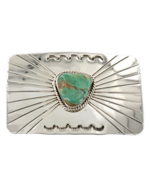 Handmade Certified Authentic Navajo Nickel Natural Turquoise Native American Buckle 1209