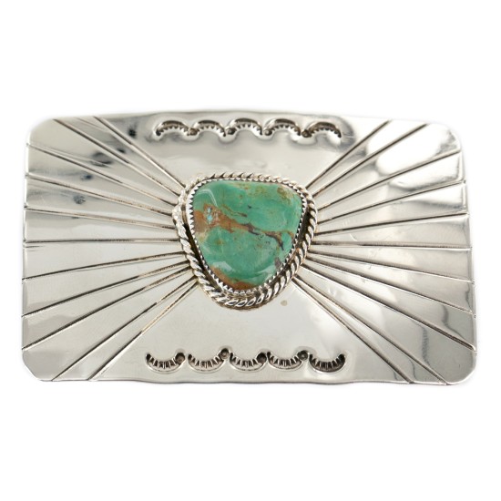 Handmade Certified Authentic Navajo Nickel Natural Turquoise Native American Buckle 1209