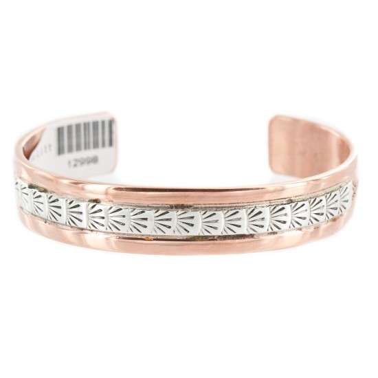 Navajo .925 Sterling Silver Handmade Certified Authentic Pure Copper Native American Bracelet 12998