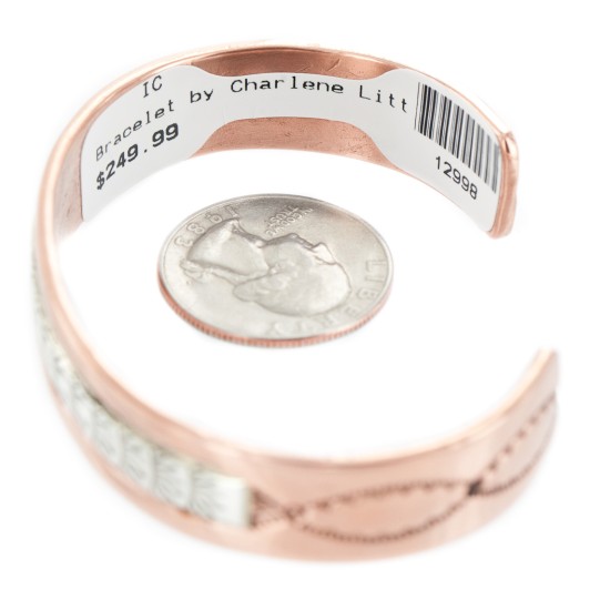 Navajo .925 Sterling Silver Handmade Certified Authentic Pure Copper Native American Bracelet 12998