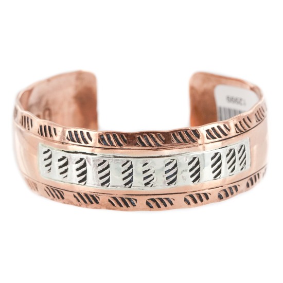 Navajo .925 Sterling Silver Handmade Certified Authentic Pure Copper Native American Bracelet 12999