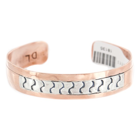 Navajo .925 Sterling Silver Handmade Certified Authentic Pure Copper Native American Bracelet 18135