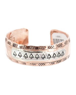 Navajo Arrow .925 Sterling Silver Handmade Certified Authentic Pure Copper Native American Bracelet 13001