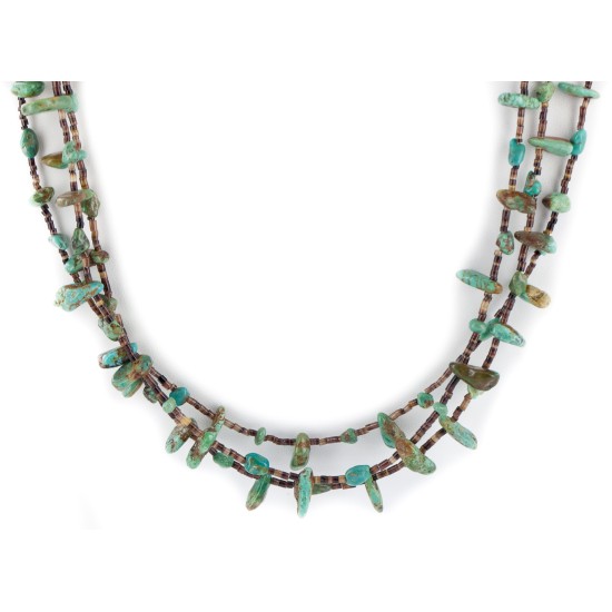 3 Strand Certified Authentic Navajo .925 Sterling Silver Natural Turquoise Native American Necklace 750107-41 3 Strand Certified Authentic Navajo .925 Sterling Silver Natural Turquoise Native American Necklace 750107-41