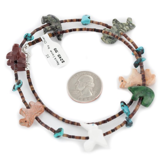 Delicate Certified Authentic Navajo .925 Sterling Silver Natural Turquoise Multicolor Stones Native American Necklace 17046-3 Delicate Certified Authentic Navajo .925 Sterling Silver Natural Turquoise Multicolor Stones Native American Necklace 17046-3