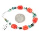 Certified Authentic Navajo .925 Sterling Silver Natural Turquoise Coral Native American Bracelet 12977-1 Certified Authentic Navajo .925 Sterling Silver Natural Turquoise Coral Native American Bracelet 12977-1