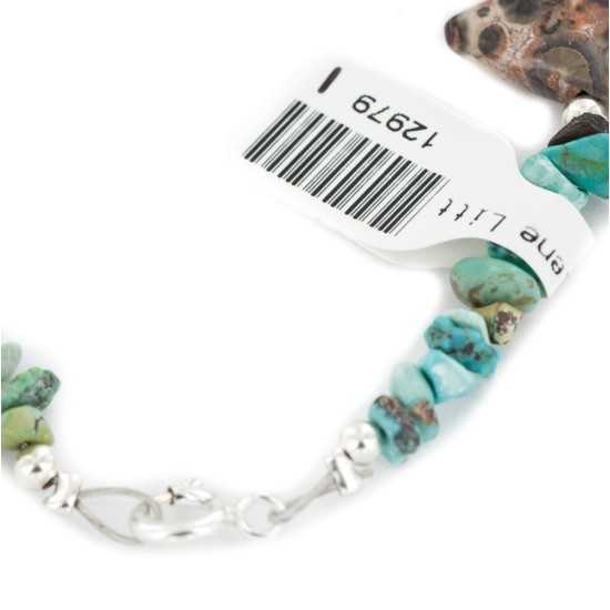 Delicate Certified Authentic Navajo .925 Sterling Silver Natural Turquoise Jasper Native American Bracelet 12979-1