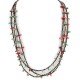 3 Strand Certified Authentic Navajo .925 Sterling Silver Natural Turquoise Coral Heishi Native American Necklace  18108-20