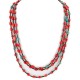 3 Strand Certified Authentic Navajo .925 Sterling Silver Natural Turquoise Coral Native American Necklace 18133-2