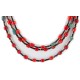 3 Strand Certified Authentic Navajo .925 Sterling Silver Natural Turquoise Coral Native American Necklace 18133-2