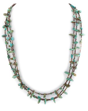 3 Strand Certified Authentic Navajo .925 Sterling Silver Natural Turquoise Native American Necklace 750107-41 3 Strand Certified Authentic Navajo .925 Sterling Silver Natural Turquoise Native American Necklace 750107-41