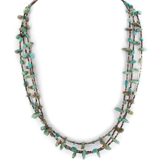 3 Strand Certified Authentic Navajo .925 Sterling Silver Natural Turquoise Native American Necklace 750107-41 3 Strand Certified Authentic Navajo .925 Sterling Silver Natural Turquoise Native American Necklace 750107-41