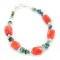 Certified Authentic Navajo .925 Sterling Silver Natural Turquoise Coral Native American Bracelet 12977-1
