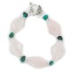 Delicate Certified Authentic Navajo Nickel Natural Spiderweb Turquoise Native American Pink Quartz Bracelet 12975-7
