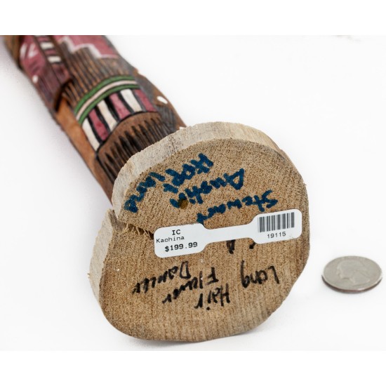 $200 Handmade Handpainted Certified Authentic Hopi Longhair Flavor Dancer Signed Native American Kachina 19115