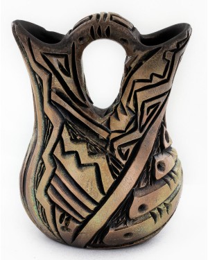 $200 Handmade Certified Authentic Navajo Holbrook Wedding Vase Native American Pottery 1 102492-3