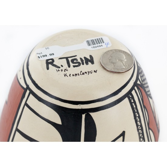 $200 Handmade Handpainted Certified Authentic Hopi R.Tsinnij Keams Canyon Native American Pottery 2 102494-4