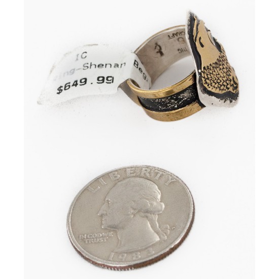 Rare 12kt Gold Filled 925 Sterling Silver Buffalo Handmade Certified Authentic Navajo Native American Ring 12658-2 Rare 12kt Gold Filled 925 Sterling Silver Buffalo Handmade Certified Authentic Navajo Native American Ring 12658-2