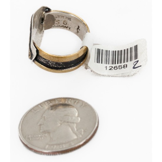 Rare 12kt Gold Filled 925 Sterling Silver Buffalo Handmade Certified Authentic Navajo Native American Ring 12658-2 Rare 12kt Gold Filled 925 Sterling Silver Buffalo Handmade Certified Authentic Navajo Native American Ring 12658-2