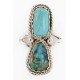 .925 Sterling Silver Handmade Certified Authentic Navajo Natural Turquoise and Turquoise Native American Ring  17002-10