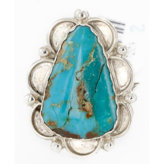 .925 Sterling Silver Handmade Certified Authentic Navajo Natural Turquoise Native American Ring  17003-2