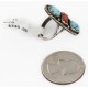 .925 Sterling Silver Handmade Certified Authentic Navajo Natural Turquoise and Coral Native American Ring  16862