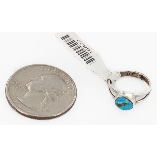 Rare 925 Sterling Silver Handmade Certified Authentic Navajo Natural Turquoise Native American Ring  16803-0000