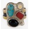 12kt Gold Filled 925 Sterling Silver Handmade Certified Authentic Navajo Natural Multicolor Stones Native American Ring 12690-2 12kt Gold Filled 925 Sterling Silver Handmade Certified Authentic Navajo Natural Multicolor Stones Native American Ring 12690-2
