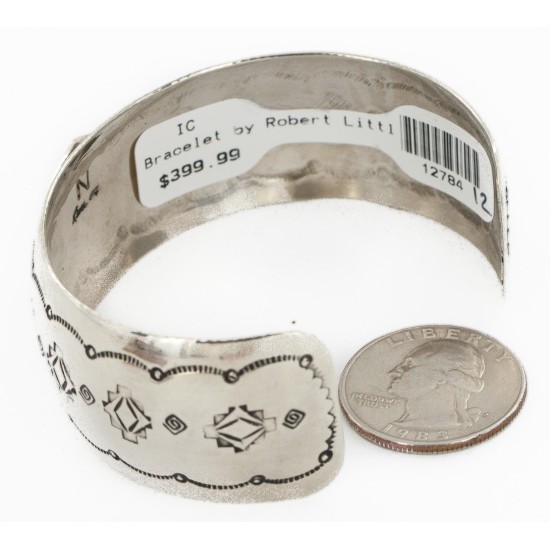 Handmade Horse Certified Authentic Navajo Nickel Natural Turquoise Native American Bracelet 01 12784-12
