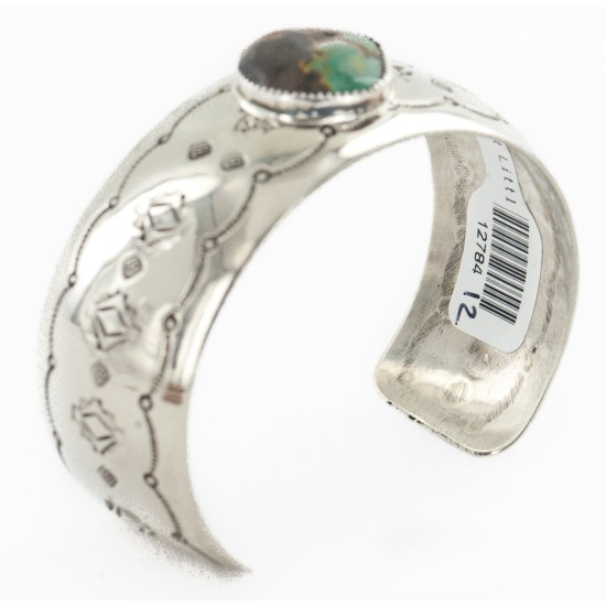 Handmade Horse Certified Authentic Navajo Nickel Natural Turquoise Native American Bracelet 01 12784-12
