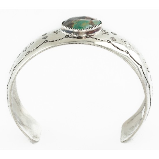 Handmade Horse Certified Authentic Navajo Nickel Natural Turquoise Native American Bracelet 01 12784-12