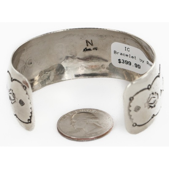 Handmade Horse Certified Authentic Navajo Nickel Natural Turquoise Native American Bracelet 01 12784-12