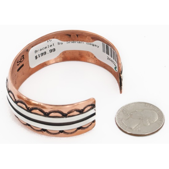 Handmade Certified Authentic Navajo Pure .925 Sterling Silver and Copper Native American Bracelet 24452-2