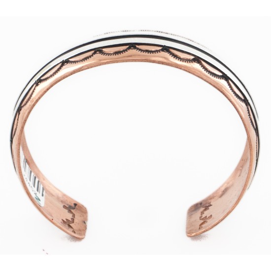 Handmade Certified Authentic Navajo Pure .925 Sterling Silver and Copper Native American Bracelet 24452-2