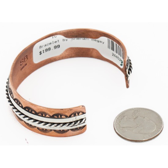 Handmade Certified Authentic Navajo Pure .925 Sterling Silver and Copper Native American Bracelet  24452-3
