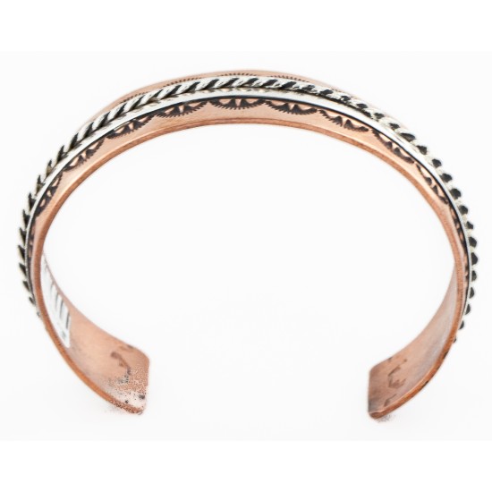 Handmade Certified Authentic Navajo Pure .925 Sterling Silver and Copper Native American Bracelet  24452-3